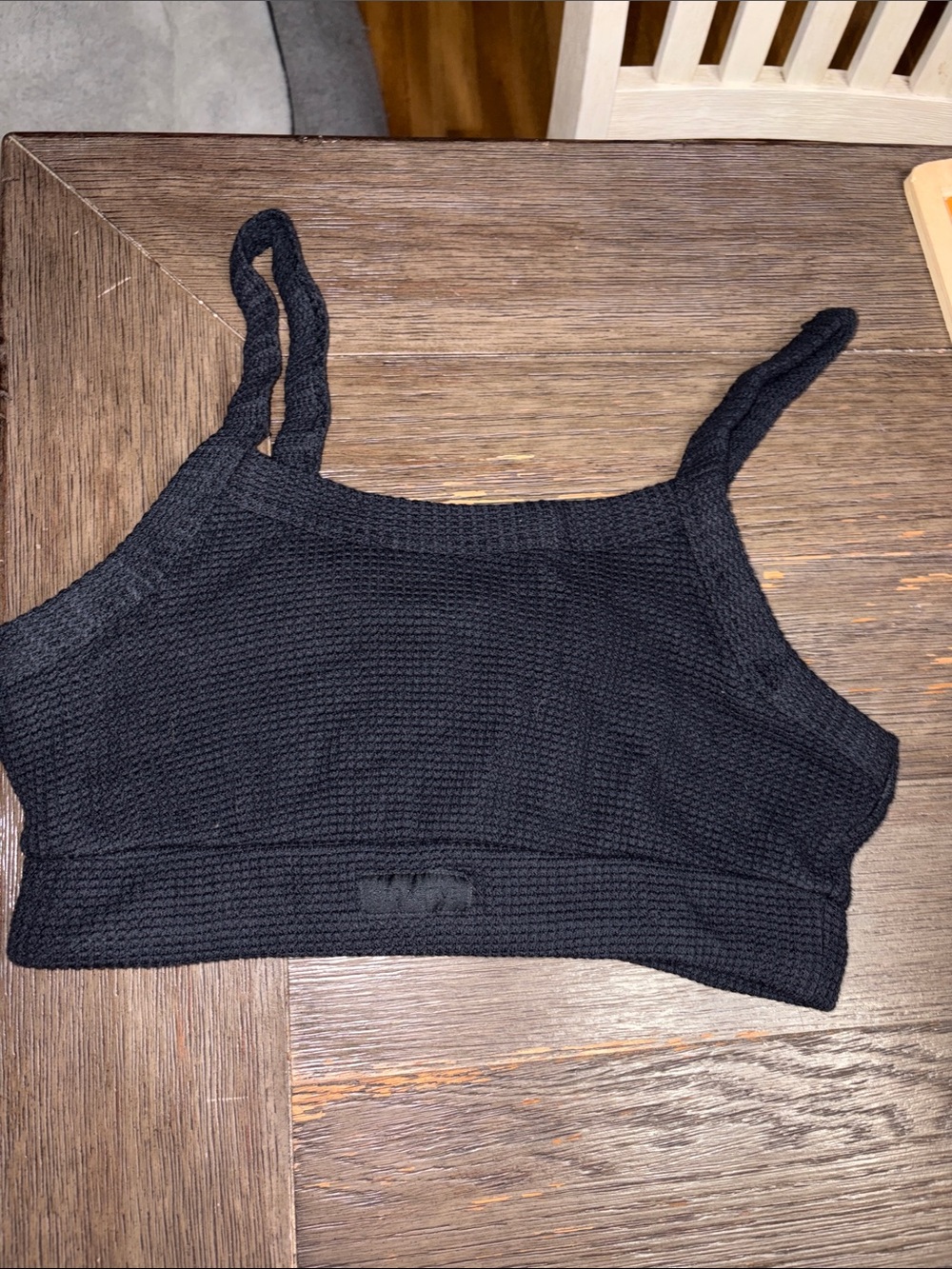 SET Active Black Ribbed Bralette with Thin Straps